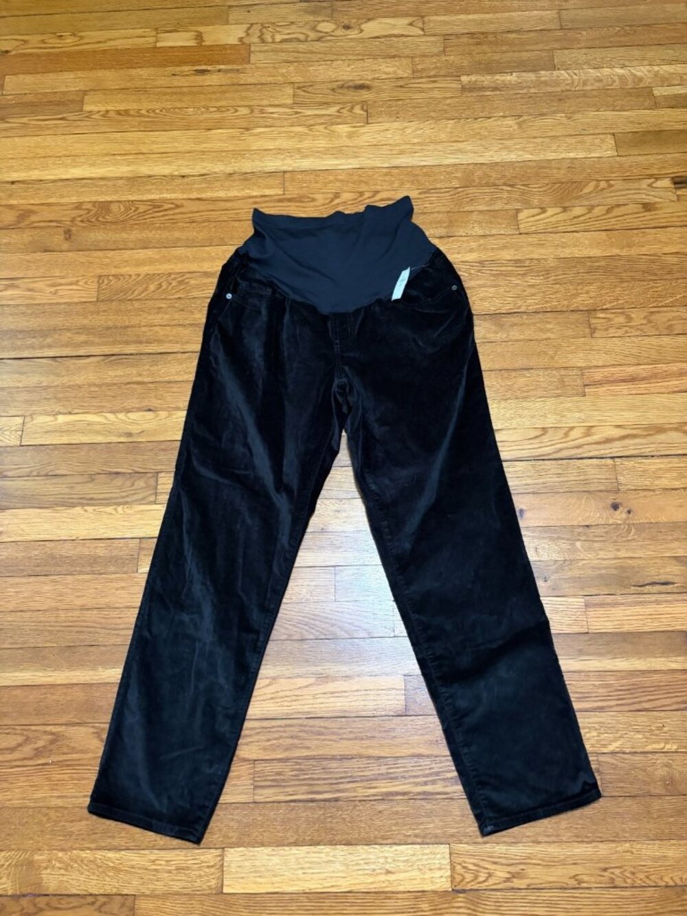 Old Navy Womens Maternity Black Velvet Pants Size 12 LONG 12T Black Stretch NWT